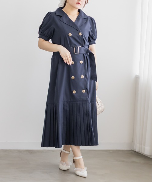 CLETTE(クレット)の「裾プリーツトレンチワンピース(ワンピース・レディース・ラベンダー/ライトベージュ/ネイビー・4L/LL/3L)」の15枚目の写真