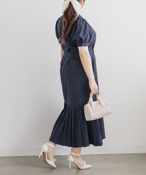 CLETTE(クレット)の「裾プリーツトレンチワンピース(ワンピース・レディース・ラベンダー/ライトベージュ/ネイビー・4L/LL/3L)」の16枚目の写真