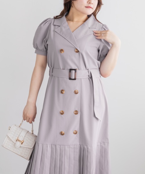 CLETTE(クレット)の「裾プリーツトレンチワンピース(ワンピース・レディース・ラベンダー/ライトベージュ/ネイビー・4L/LL/3L)」の6枚目の写真
