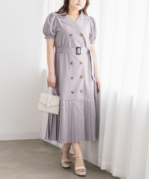 CLETTE(クレット)の「裾プリーツトレンチワンピース(ワンピース・レディース・ラベンダー/ライトベージュ/ネイビー・4L/LL/3L)」の7枚目の写真