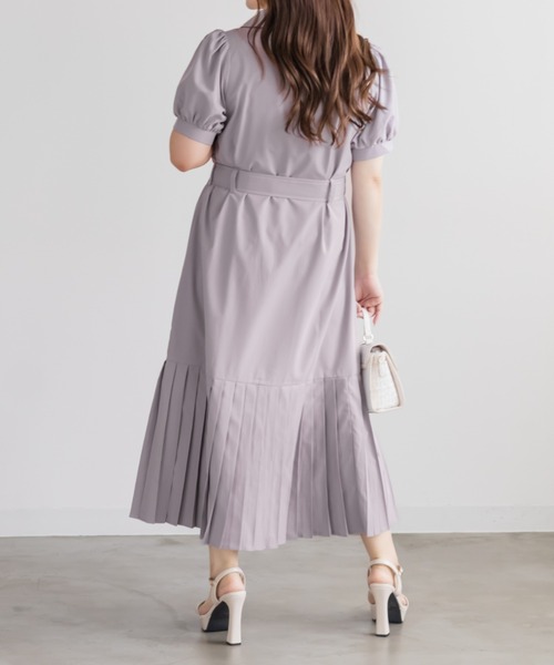 CLETTE(クレット)の「裾プリーツトレンチワンピース(ワンピース・レディース・ラベンダー/ライトベージュ/ネイビー・4L/LL/3L)」の10枚目の写真