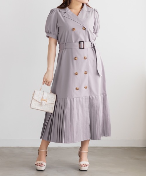 CLETTE(クレット)の「裾プリーツトレンチワンピース(ワンピース・レディース・ラベンダー/ライトベージュ/ネイビー・4L/LL/3L)」の8枚目の写真