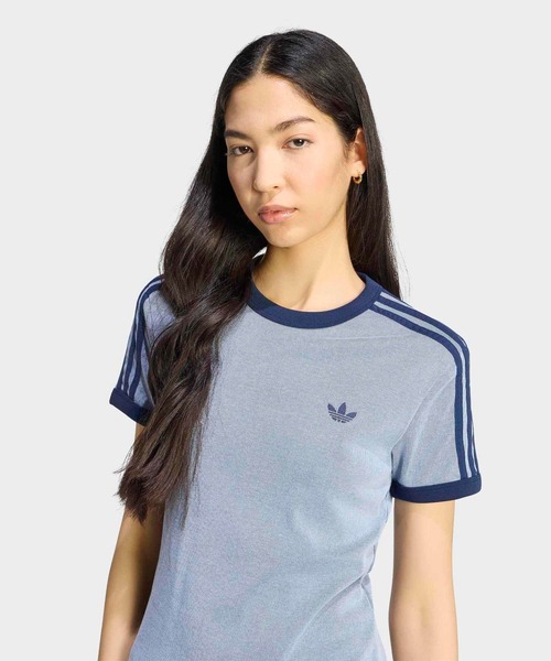 adidas（アディダス）の「ヘザー 3S カリ Tシャツ / アディダスオリジナルス adidas Originals（Tシャツ/カットソー・レディース・ブルー・X-SMALL/MEDIUM/LARGE/X-LARGE/SMALL/XX-LARGE）」の3枚目の写真