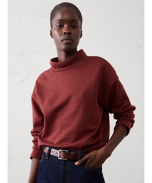 BANANA REPUBLIC FACTORY STORE(バナナリパブリック ファクトリーストア)の「BANANA REPUBLIC FACTORY STORE フリースモックネックスウェットシャツ(スウェット・レディース・ブラック/ホワイト/レッド系その他/グリーン系その他・XS/L/S/M)」の4枚目の写真