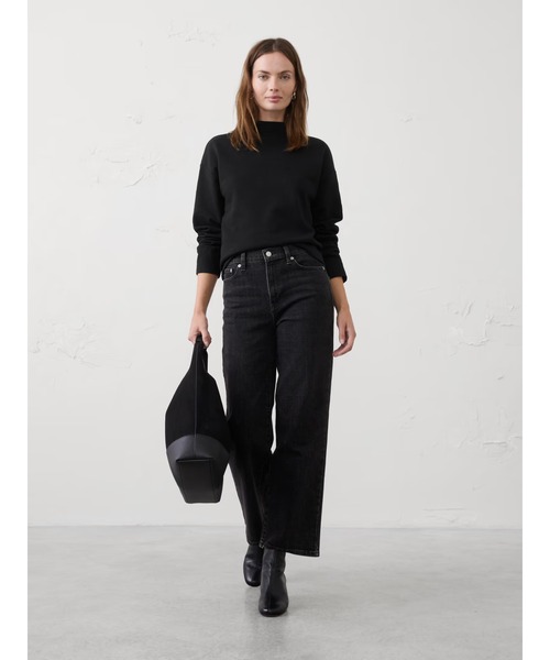 BANANA REPUBLIC FACTORY STORE(バナナリパブリック ファクトリーストア)の「BANANA REPUBLIC FACTORY STORE フリースモックネックスウェットシャツ(スウェット・レディース・ブラック/ホワイト/レッド系その他/グリーン系その他・XS/L/S/M)」の3枚目の写真