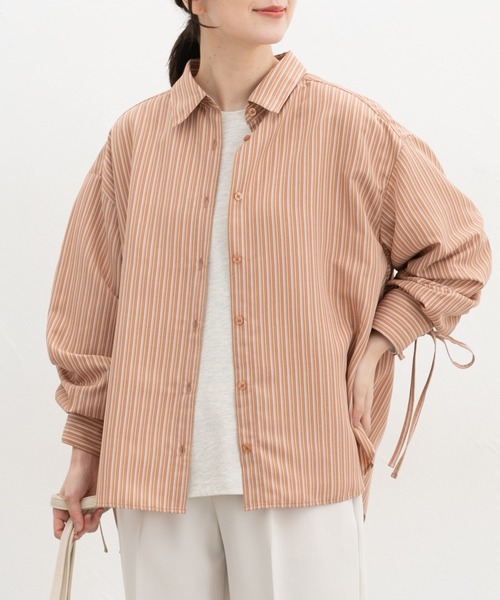 Honeys(ハニーズ)の「袖ドロスト使いシャツ(シャツ/ブラウス・レディース・ブルー/ブルー系その他3/オレンジ系その他2・M/LL/L)」の1枚目の写真