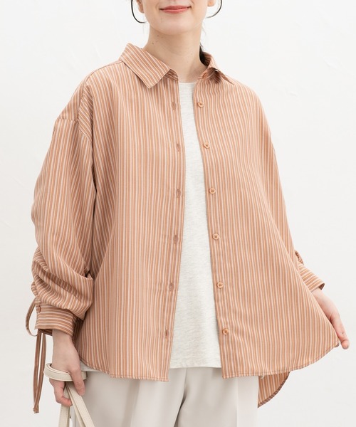 Honeys(ハニーズ)の「袖ドロスト使いシャツ(シャツ/ブラウス・レディース・ブルー/ブルー系その他3/オレンジ系その他2・M/LL/L)」の4枚目の写真