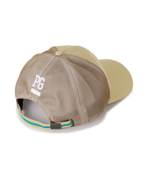 PEARLY GATES（パーリーゲイツ）の「【PEARLY GATES】カレッジロゴメッシュ×リサイクルツイルキャップ (UNISEX)（キャップ・レディース・オレンジ/ベージュ・FREE）」の3枚目の写真