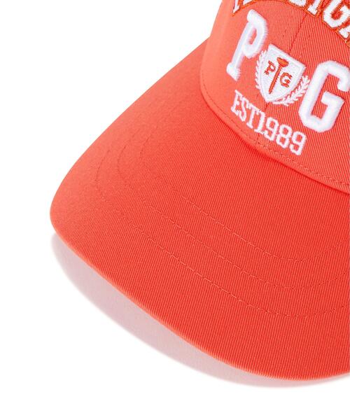 PEARLY GATES（パーリーゲイツ）の「【PEARLY GATES】カレッジロゴメッシュ×リサイクルツイルキャップ (UNISEX)（キャップ・レディース・オレンジ/ベージュ・FREE）」の9枚目の写真