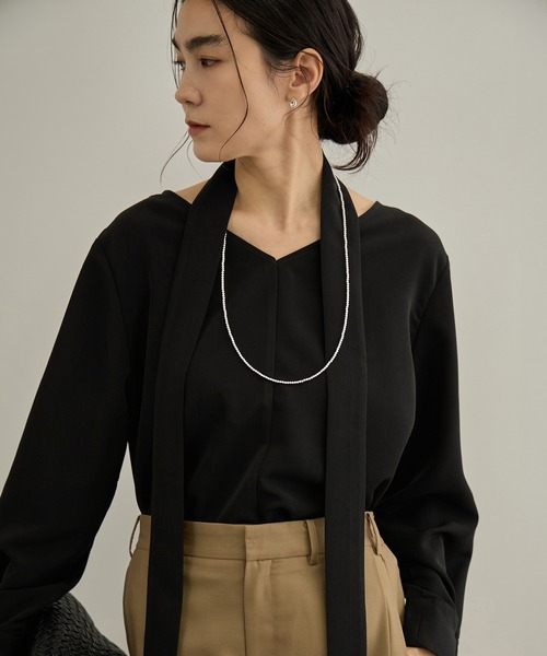 SALON adam et rope'(サロン アダム エ ロペ)の「【WEB限定】マットサテン2WAYプルオーバー / イージーケア・セットアップ対応(シャツ/ブラウス・レディース・ブラウン/ブラック・FREE)」の12枚目の写真