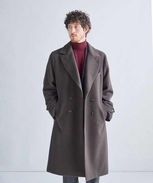 MEN'S BIGI(メンズビギ)の「ウールアンゴラビーバーポロコート(その他アウター・メンズ・カーキ/ブラック・02/03)」の3枚目の写真
