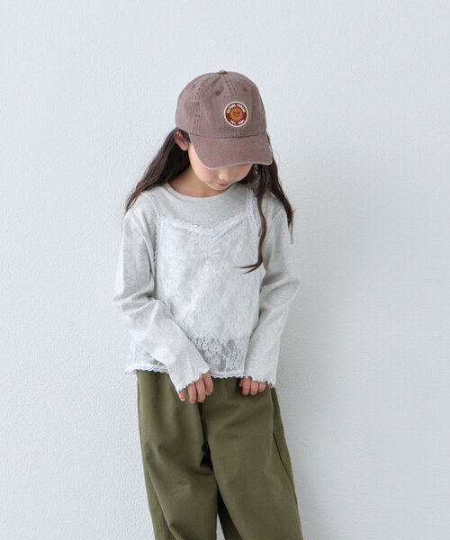 CIAOPANIC TYPY(チャオパニックティピー)の「【KIDS/ZOZO限】レースキャミ付き針抜きメロウトップス(Tシャツ/カットソー・キッズ・グレー/アイボリー/サックスブルー/ブラック・110/150/130)」の10枚目の写真