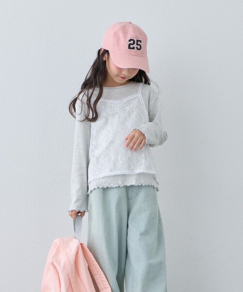 CIAOPANIC TYPY(チャオパニックティピー)の「【KIDS/ZOZO限】レースキャミ付き針抜きメロウトップス(Tシャツ/カットソー・キッズ・グレー/アイボリー/サックスブルー/ブラック・110/150/130)」の13枚目の写真