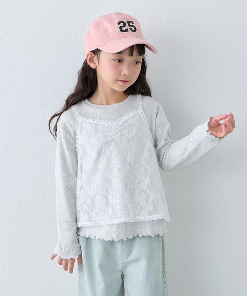 CIAOPANIC TYPY(チャオパニックティピー)の「【KIDS/ZOZO限】レースキャミ付き針抜きメロウトップス(Tシャツ/カットソー・キッズ・グレー/アイボリー/サックスブルー/ブラック・110/150/130)」の19枚目の写真