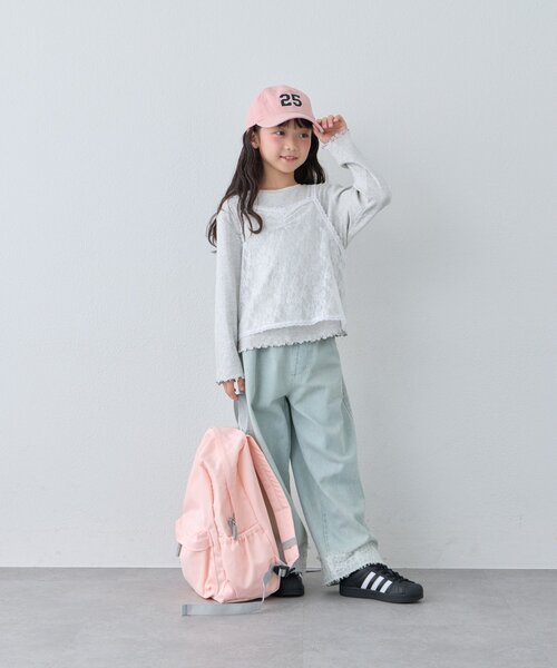 CIAOPANIC TYPY(チャオパニックティピー)の「【KIDS/ZOZO限】レースキャミ付き針抜きメロウトップス(Tシャツ/カットソー・キッズ・グレー/アイボリー/サックスブルー/ブラック・110/150/130)」の20枚目の写真
