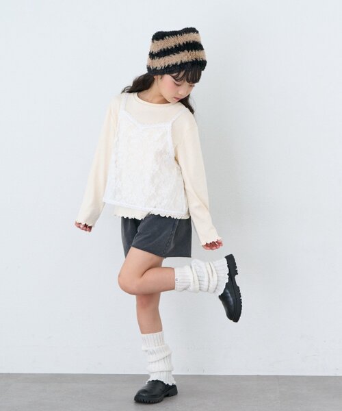 CIAOPANIC TYPY(チャオパニックティピー)の「【KIDS/ZOZO限】レースキャミ付き針抜きメロウトップス(Tシャツ/カットソー・キッズ・グレー/アイボリー/サックスブルー/ブラック・110/150/130)」の21枚目の写真