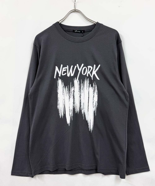 Universal Style Wear（ユニバーサルスタイルウェア）の「プリントちょいBIGロンT（Tシャツ/カットソー・メンズ・ホワイト系1/オートミール/オフホワイト/ブラック/ネイビー/ブラック系1/杢グレー/チャコールグレー・M/L/XL）」の20枚目の写真