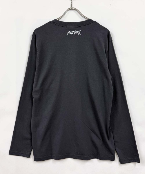 Universal Style Wear（ユニバーサルスタイルウェア）の「プリントちょいBIGロンT（Tシャツ/カットソー・メンズ・ホワイト系1/オートミール/オフホワイト/ブラック/ネイビー/ブラック系1/杢グレー/チャコールグレー・M/L/XL）」の21枚目の写真