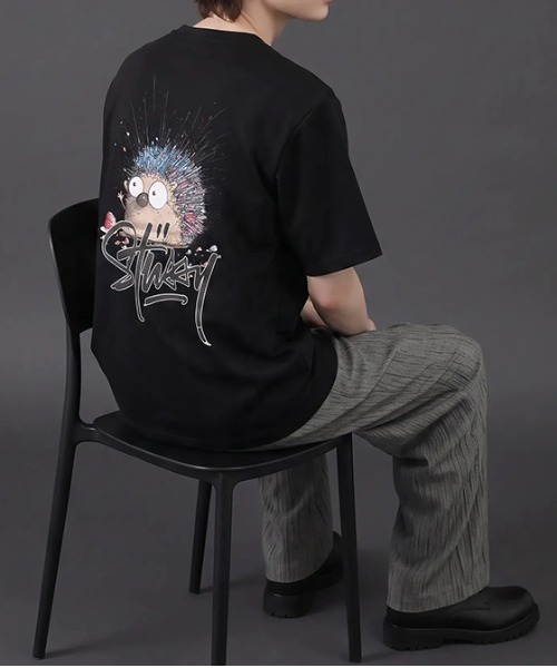 revertical(リバーティカル)の「ハリネズミ キャラクター アートグラフィック バックプリント 半袖Tシャツ(Tシャツ/カットソー・メンズ・ブラック/ホワイト・MEDIUM/LARGE)」の10枚目の写真