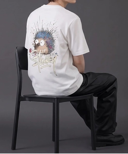 revertical(リバーティカル)の「ハリネズミ キャラクター アートグラフィック バックプリント 半袖Tシャツ(Tシャツ/カットソー・メンズ・ブラック/ホワイト・MEDIUM/LARGE)」の5枚目の写真