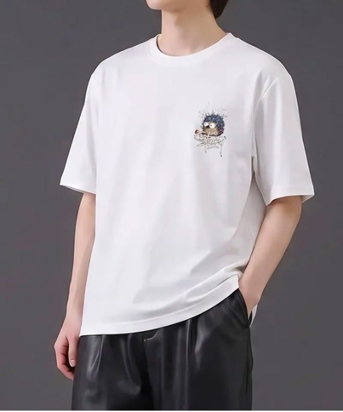 revertical(リバーティカル)の「ハリネズミ キャラクター アートグラフィック バックプリント 半袖Tシャツ(Tシャツ/カットソー・メンズ・ブラック/ホワイト・MEDIUM/LARGE)」の4枚目の写真
