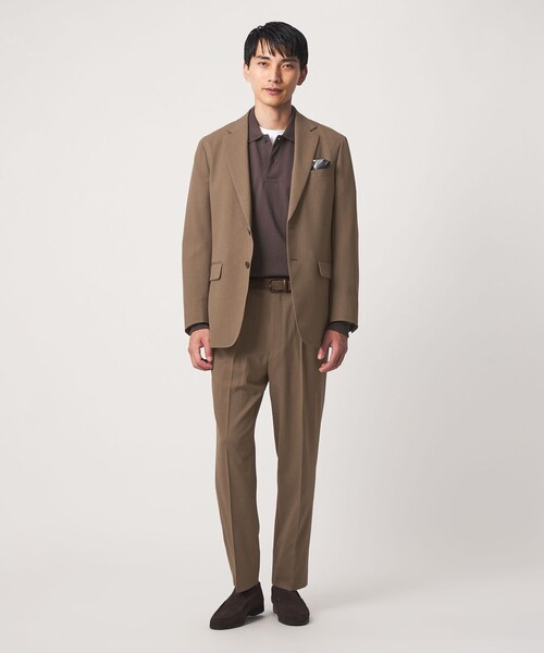 green label relaxing（グリーンレーベルリラクシング）の「A+ リネンライク リラックス イージー 1プリーツ セットアップ パンツ スラックス -ストレッチ-（スラックス・メンズ・ブラック/ブラウン系・S/XL/L/M）」の3枚目の写真