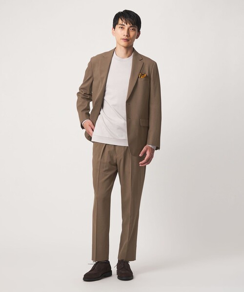 green label relaxing（グリーンレーベルリラクシング）の「A+ リネンライク リラックス イージー 1プリーツ セットアップ パンツ スラックス -ストレッチ-（スラックス・メンズ・ブラック/ブラウン系・S/XL/L/M）」の4枚目の写真