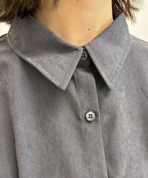 Thevon（ゼボン）の「ウエストタックスエードタッチシャツ（シャツ/ブラウス・レディース・アイボリー/チャコールグレー/ブラウン・FREE）」の19枚目の写真