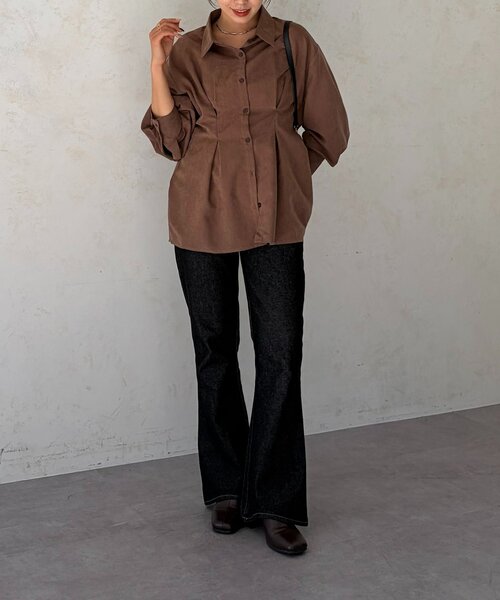 Thevon（ゼボン）の「ウエストタックスエードタッチシャツ（シャツ/ブラウス・レディース・アイボリー/チャコールグレー/ブラウン・FREE）」の20枚目の写真
