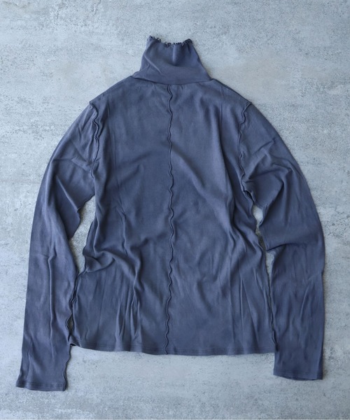 yuni(ユニ )の「60/-強撚ストレッチフライス difused dyeハイネックプルオーバー(Tシャツ/カットソー・レディース・チャコールグレー/ピンク・FREE)」の8枚目の写真