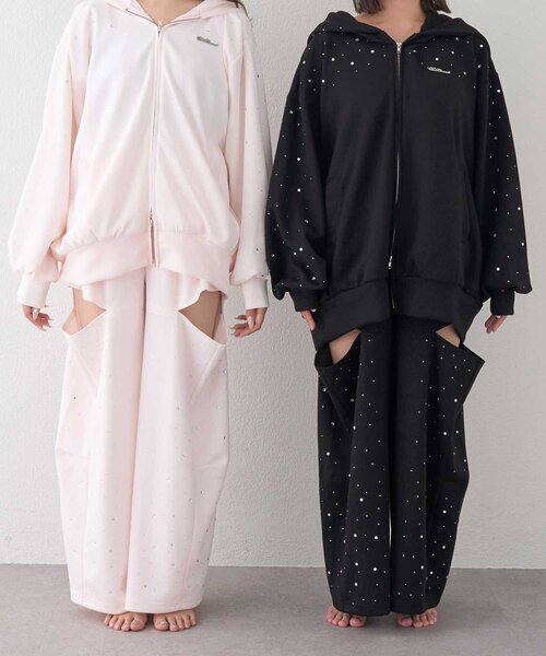 Belle Charme(ベルシャルム)の「【Belle Charme】Twinkle Wide Sweart Pants(スウェットパンツ・レディース・チャコールグレー/ブラック/ピンク・LARGE/MEDIUM)」の9枚目の写真