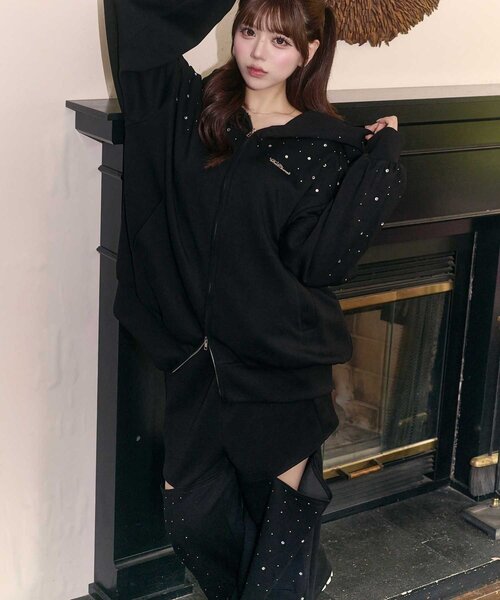 Belle Charme(ベルシャルム)の「【Belle Charme】Twinkle Wide Sweart Pants(スウェットパンツ・レディース・チャコールグレー/ブラック/ピンク・LARGE/MEDIUM)」の7枚目の写真