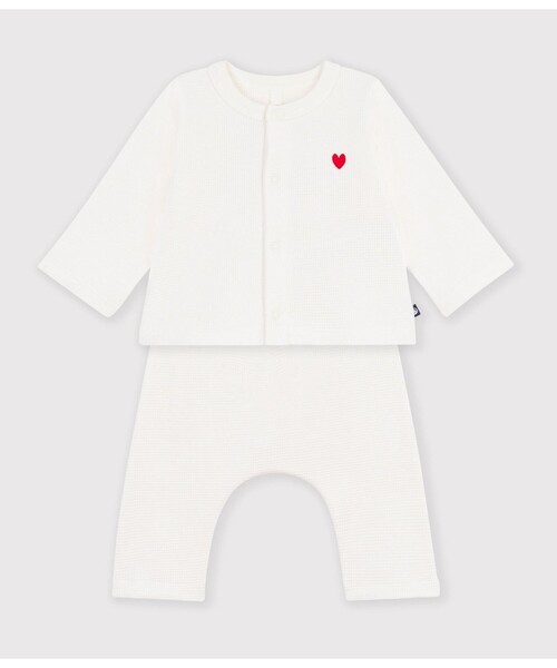 PETIT BATEAU(プチバトー)の「サーマルベビー2点セット(カーディガン/ボレロ・キッズ・オフホワイト・12MONTH/18MONTH/6MONTH)」の2枚目の写真