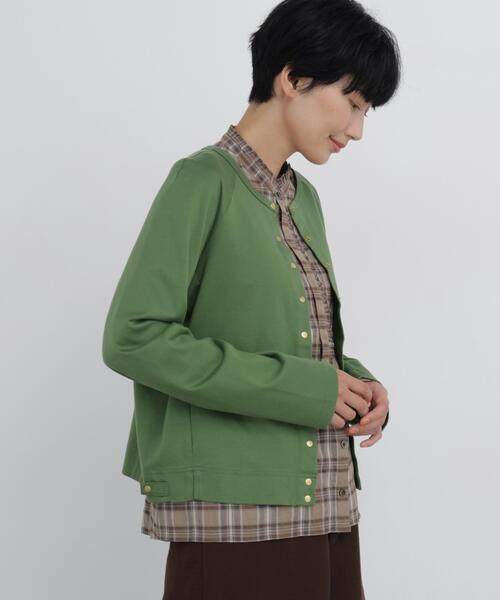 human woman（ヒューマンウーマン）の「ポンチカーディガン（カーディガン/ボレロ・レディース・グリーン/ベージュ系その他2/ネイビー・MEDIUM）」の15枚目の写真