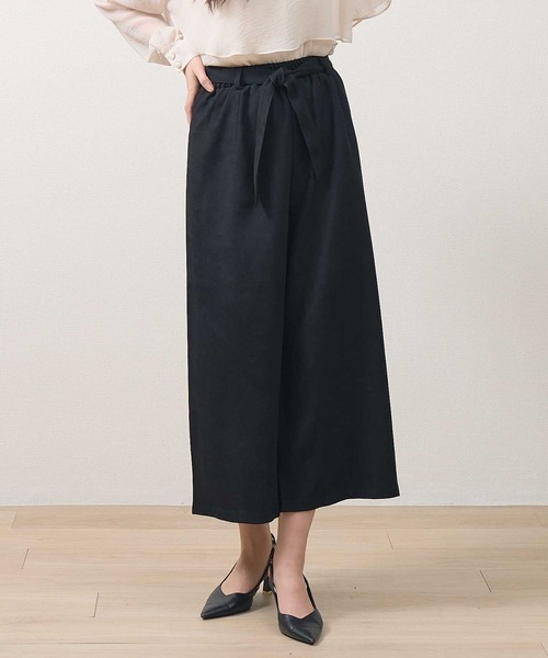 laulea(ラウレア)の「サンディングツイル起毛 共ベルト付き クロップドワイドパンツ(その他パンツ・レディース・キナリ/ブラック/ダークグレー/ブラウン・M/L)」の2枚目の写真