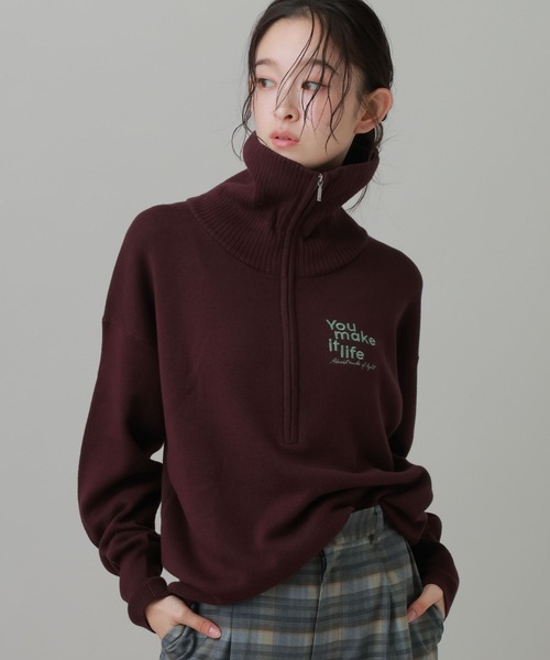 LAKOLE(ラコレ)の「ロゴシシュウハーフZIPプルオーバー / 855390(ニット/セーター・レディース・ブラック/グレー/ボルドー・FREE)」の15枚目の写真