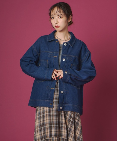 terrace（テラス）の「オーバーサイズ2ポケットデニムジャケット（デニムジャケット・レディース・ブルー/ブラック/インディゴブルー・FREE）」の4枚目の写真