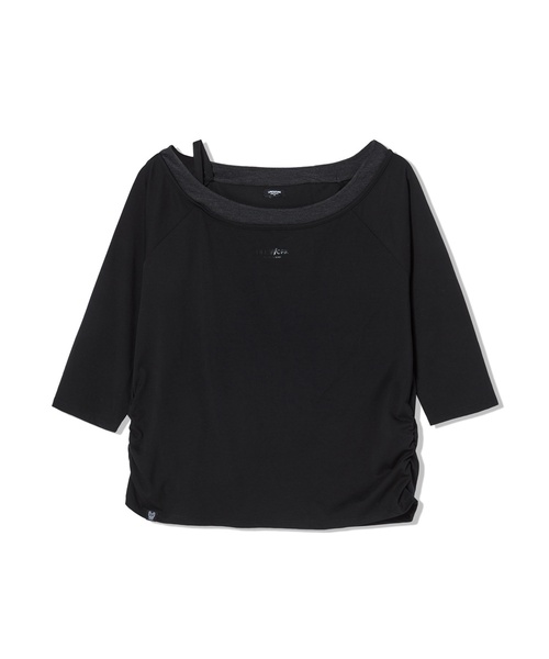 LIFE WORK(ライフワーク)の「レディース ボートネックレイヤード7部Tシャツ(Tシャツ/カットソー・レディース・ピンク/ベージュ/ブラック・SMALL/MEDIUM)」の2枚目の写真