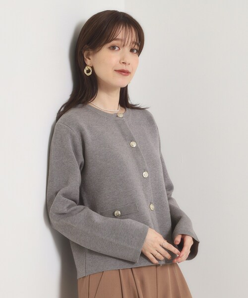 ITS'DEMO（イッツデモ）の「【花粉防止】ニットジャケット（ノーカラージャケット・レディース・ダークブラウン/ブラック/チャコールグレー・00）」の7枚目の写真