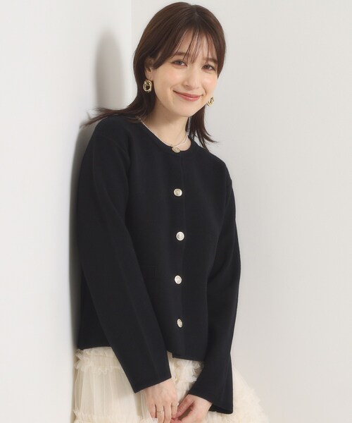 ITS'DEMO（イッツデモ）の「【花粉防止】ニットジャケット（ノーカラージャケット・レディース・ダークブラウン/ブラック/チャコールグレー・00）」の12枚目の写真