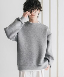 新色追加 オーバーサイズダンボールニットフェイクレイヤードプルオーバートレーナー