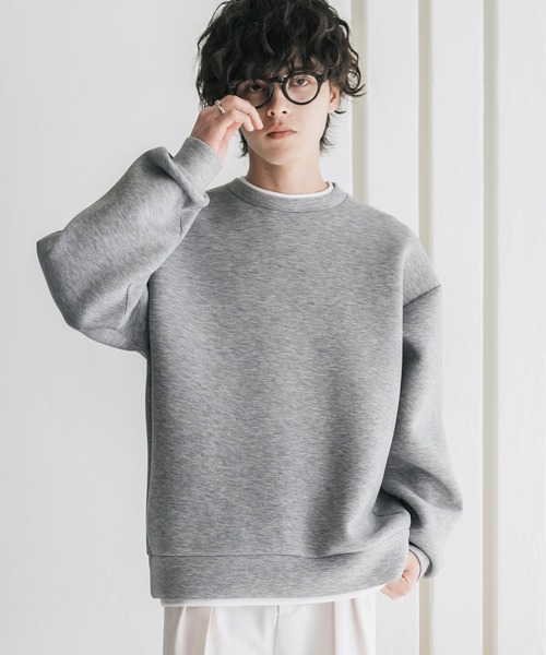 Rocky Monroe(ロッキーモンロー)の「新色追加 オーバーサイズダンボールニットフェイクレイヤードプルオーバートレーナー(スウェット・メンズ・杢グレー/オートミール/グレー/ネイビー/ブラック/ブルー・M/XL/L)」の3枚目の写真