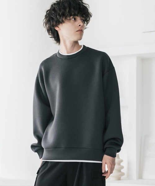 Rocky Monroe(ロッキーモンロー)の「新色追加 オーバーサイズダンボールニットフェイクレイヤードプルオーバートレーナー(スウェット・メンズ・杢グレー/オートミール/グレー/ネイビー/ブラック/ブルー・M/XL/L)」の12枚目の写真