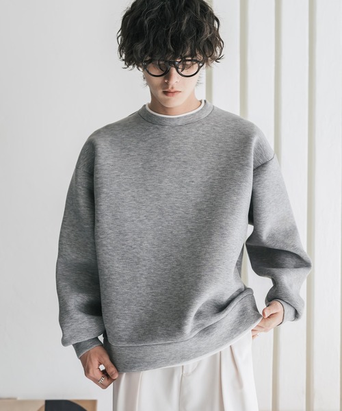 Rocky Monroe(ロッキーモンロー)の「新色追加 オーバーサイズダンボールニットフェイクレイヤードプルオーバートレーナー(スウェット・メンズ・杢グレー/オートミール/グレー/ネイビー/ブラック/ブルー・M/XL/L)」の21枚目の写真