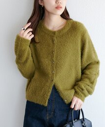 フェザーヤーンクルーカーディガン