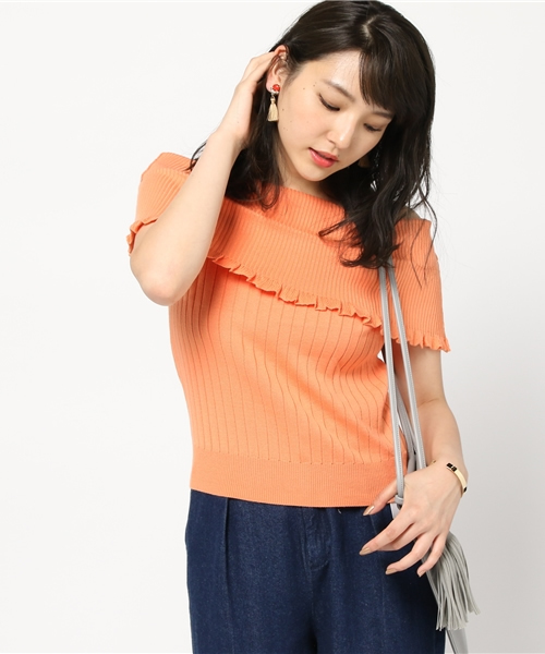 goocy(グースィー)の「綿混オフショルKnitトップ(ニット/セーター・レディース・ブラック/ベビーピンク/ホワイト/ライトグレー・FREE)」の4枚目の写真