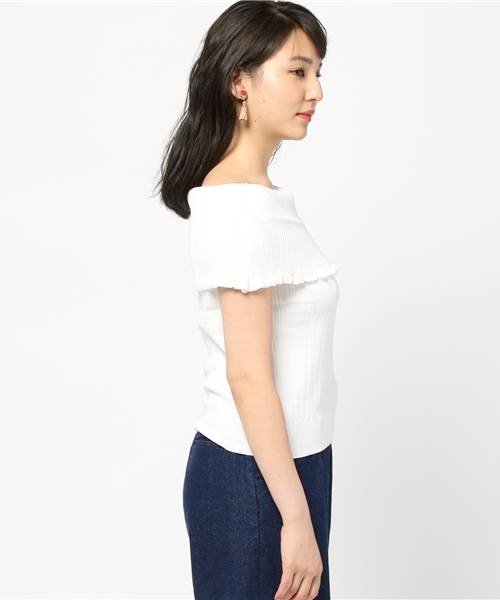 goocy(グースィー)の「綿混オフショルKnitトップ(ニット/セーター・レディース・ブラック/ベビーピンク/ホワイト/ライトグレー・FREE)」の6枚目の写真