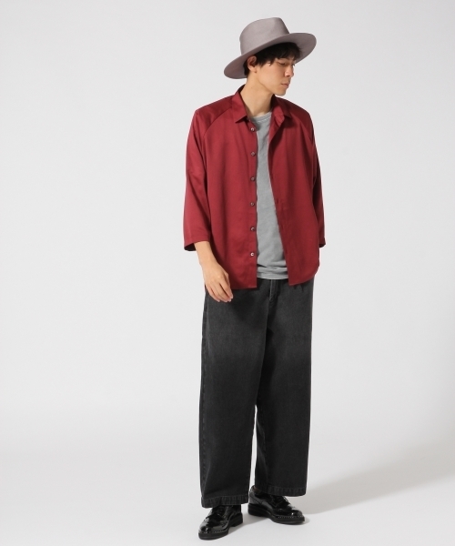 HARE（ハレ）の「サテンシャツ(HARE)（シャツ/ブラウス・メンズ・ライトブラウン/ボルドー/ブラック・SMALL/MEDIUM）」の10枚目の写真