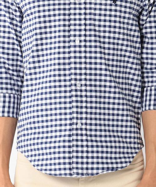 coen（コーエン）の「ギンガムチェックオックス7分袖シャツ（シャツ/ブラウス・メンズ・ケリー/ネイビー・MEDIUM/SMALL/LARGE/X-LARGE/X-SMALL）」の4枚目の写真