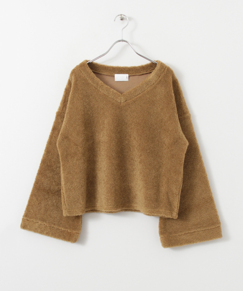 KBF（ケイビーエフ）の「KBF Vネックボアプルオーバー（Tシャツ/カットソー・レディース・キャメル/オフホワイト/グレー系その他・ONE）」の6枚目の写真